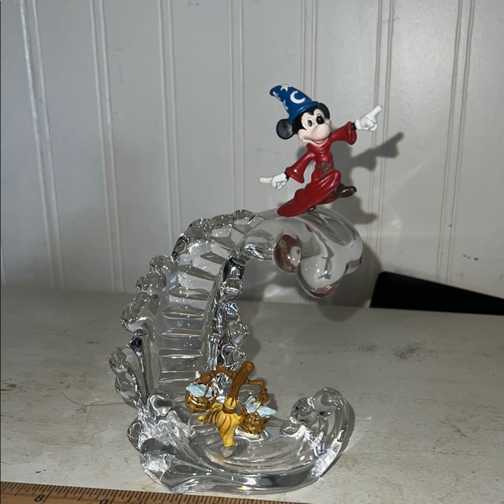 Disney Crystal made in Austria Sorcerer Mickey with Red and Blue Accents